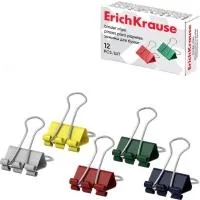 Зажимы для бумаг 19мм 12шт ErKr цветные