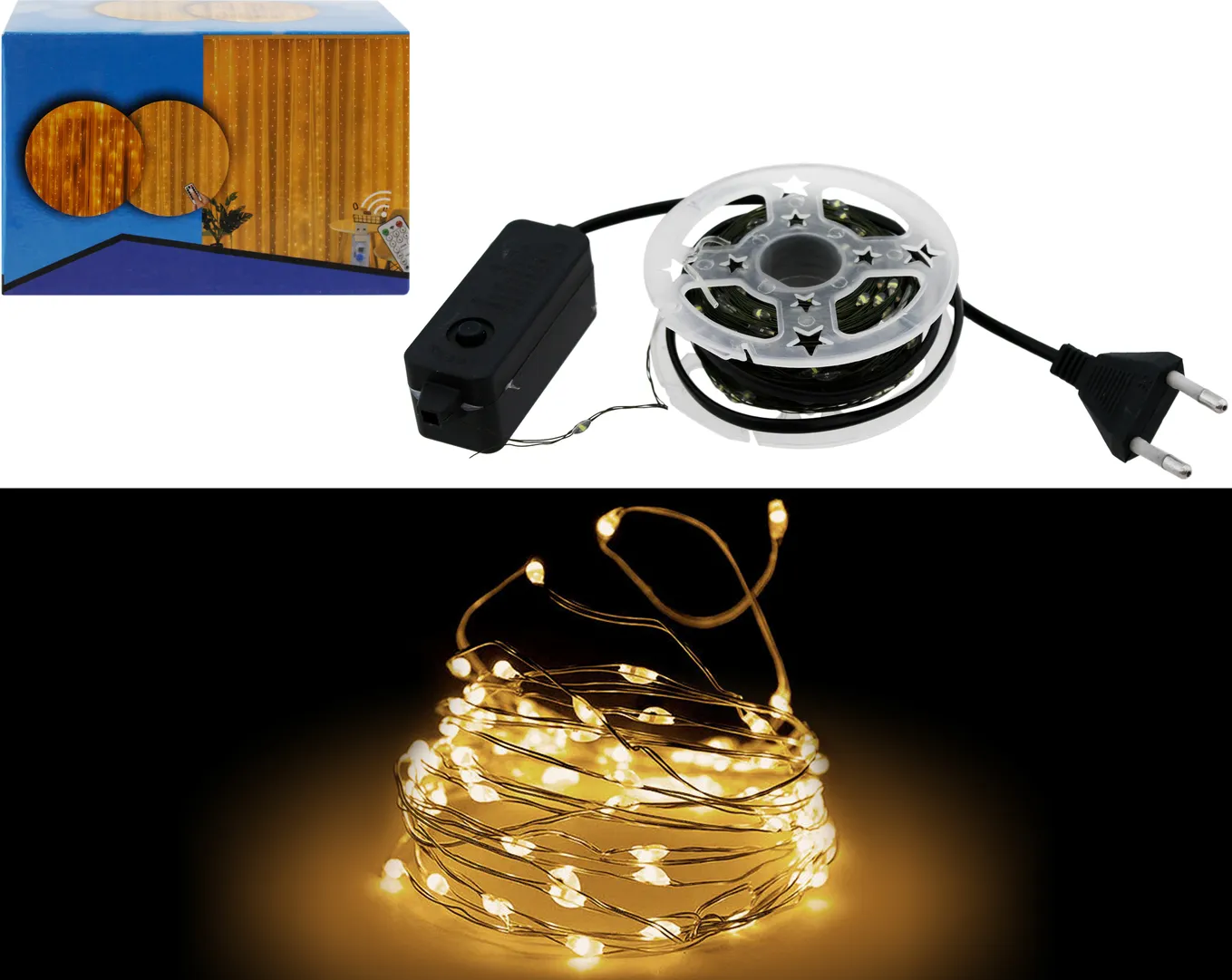 Гирлянда светодиодная Роса 50м 500 ламп на катушке, зеленый провод