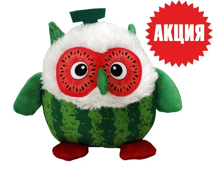 Игрушка мягкая ЗАБАВНЫЕ ФРУКТЫ Сова 20см (Цвет: зеленый)