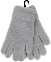 Перчатки женские пушистые, цвет светло-серый