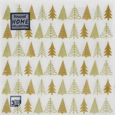 Салфетки бумажные Bouquet Home Collection Classic НГ 20шт 33х33см 3 слоя   (Золотые елочки)