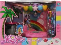 Домик-сцена с куклами 3 шт и аксессуарами 28х28х18 см