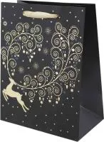 Пакет подарочный Золотой олень Размер: 18х10х23см Материал: бумага