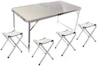 Стол кемпинговый складной 120х60х70см и 4 табуретки, каркас алюминий