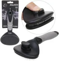 Расческа-пуходерка Премиум-Мой Бро с кнопкой самоочистки Цвет: серый/черный