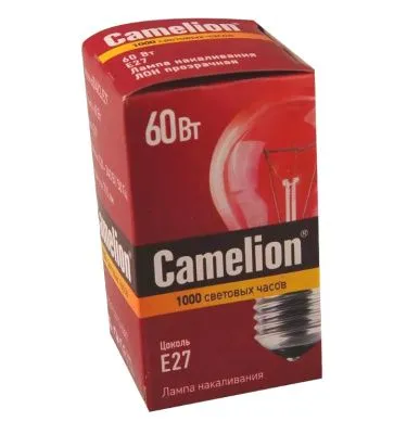 Лампа накаливания CAMELION Е27 А55 груша прозрачная (60Вт )