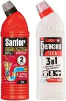 Средство для очистки канализационных труб Sanfor Turbo 750г + Ср-во с компл.действием Sanfor Белизна