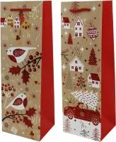 Пакет подарочный для бутылки Рождественские моменты Размер: 12х10х35см