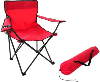 Кресло складное кемпинговое, с подстаканником,в чехле Размер: 52х52х82cм  (Цвет: красный)
