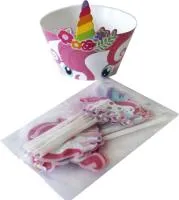 украшение для капкейков «радужный единорог», 12 бумажных форм, 12 топперов