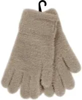 Перчатки женские пушистые,  цвет бежевый