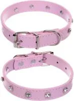 Ошейник для собак и кошек На стиле 2см р.S со стразами Цвет: пудровый