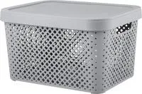 Корзина для хранения с крышкой Plast Team Stockholm 15л Цвет: серый шторм