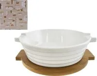 форма для запекания круглая 21х24х7,5см фарфор бамбук жаропрочная