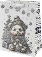 Пакет подарочный Белый мишка у новогодней ёлки Размер: 18х10х23см Материал: бумага