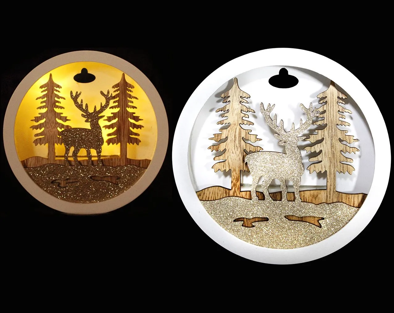 Декорация светящаяся 25х4х25см Лесные олени настенная 10 LED ламп