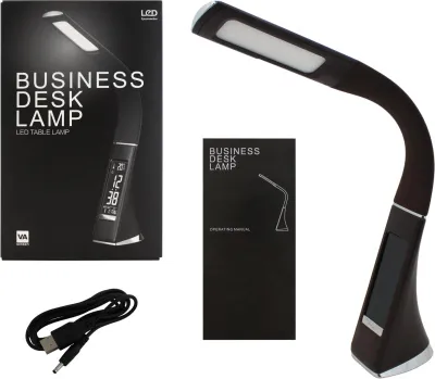 Светильник настольный светодиодный с часами и термометром (темно-коричневый)