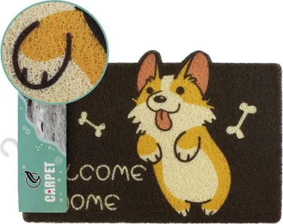 Коврик интерьерный Принт Корги Welcome 40х60см  (Цвет: темно-коричневый)