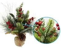 Букет декоративный хвойный с ягодами,шишкой и листьями Размер: 14х12х38см