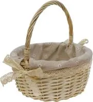 Корзина круглая 24х12см с ручкой и с тканевым чехлом 