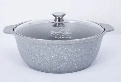 Кастрюля KUKMARA 4000мл ст.крышка, антипригарное покрытие (светлый мрамор // кмс42а)