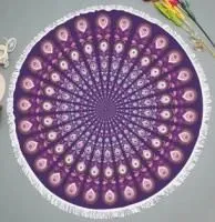 Полотенце пляжное с бахромой d 150см