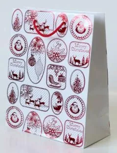 Пакет подарочный 18х8х23см (GB30837-3 Новогодние картинки цвет:серый)