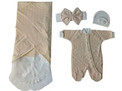 Комплект на выписку Золотинка (лето) 5пр. (кремовый)