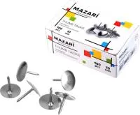 Кнопки канцелярские 100шт 10мм MAZARI никелированные