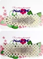 Зажим для волос жемчужный со стразами