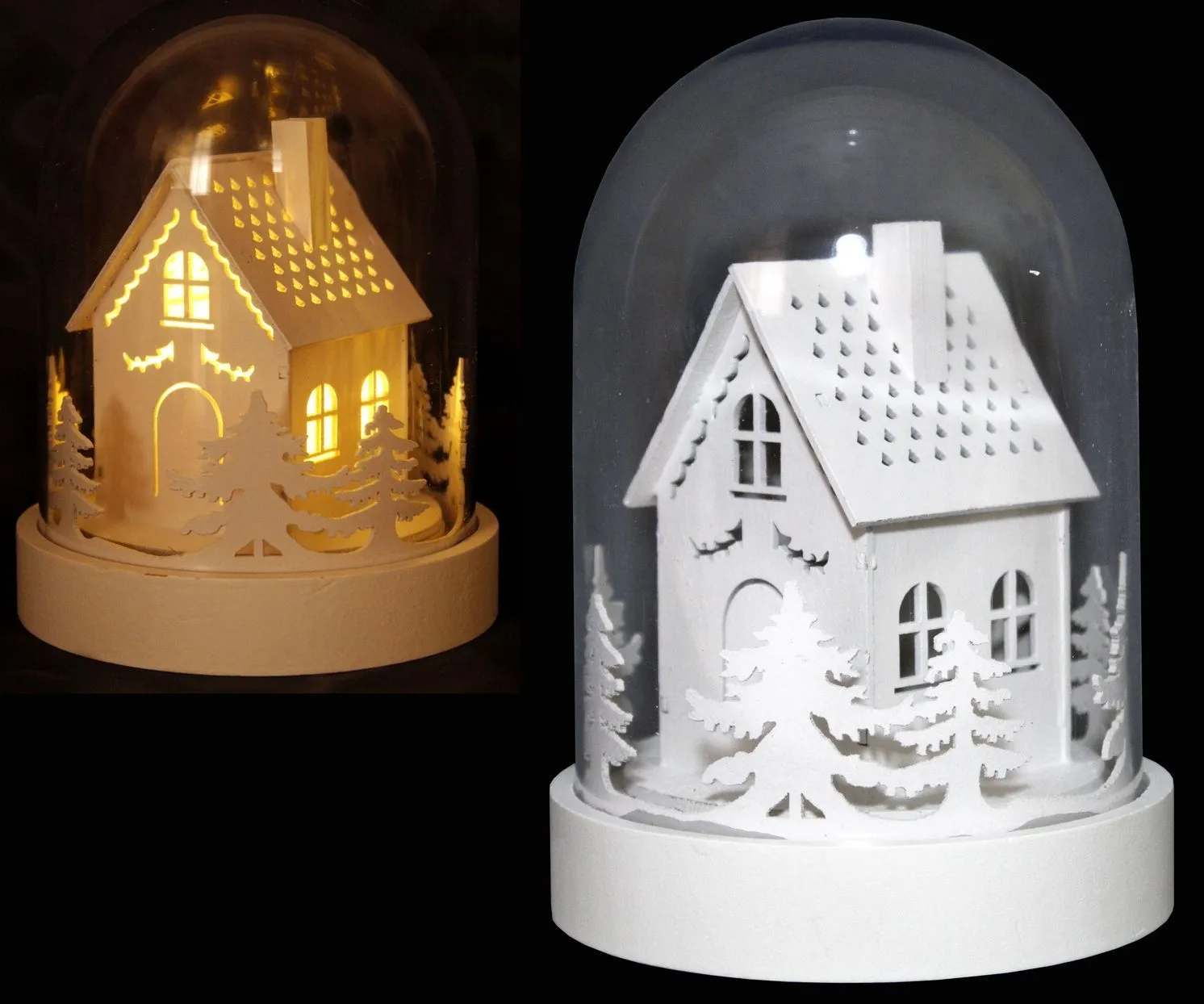 Декорация светящаяся 12,5х12,5х18,2см Зимняя ночь настольная 3 LED лампы