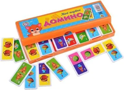 Игра настольная Домино в пластиковом футляре (Мое первое домино // ИН-0280)