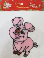 Наклейка витражная Поросенок розовый