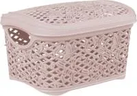 Корзина для хранения с крышкой Keeplex Flori 3,3л 242х180х140мм Цвет: бежевый топаз