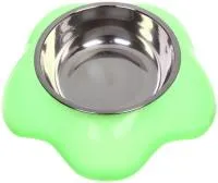 Миска пластиковая Цветок с металической чашкой Цвет: зеленый
