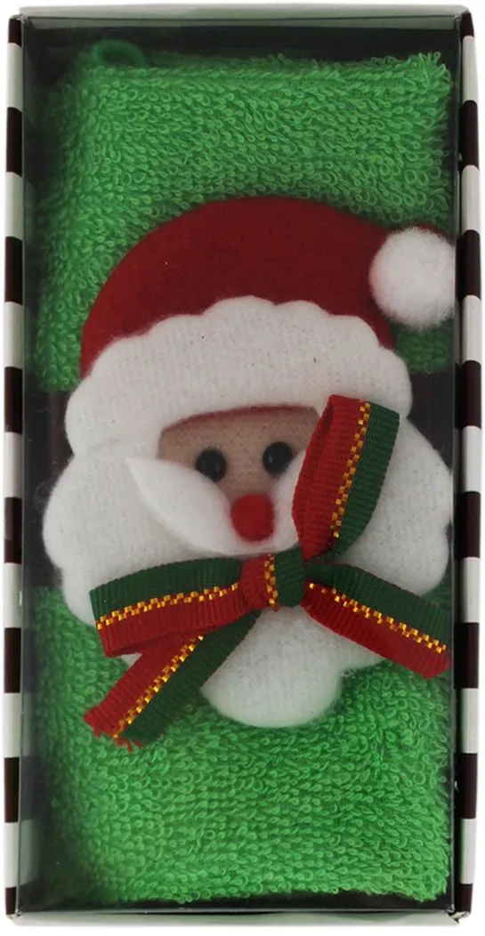 Полотенце Санта Клаус размер 30х30см 100% хлопок, плотность 300гр/м2 Вес 27гр п/у (цвет: зеленый.)