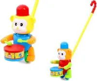 Игрушка Каталка на палочке Обезьянка-барабанщик 14х16х22см