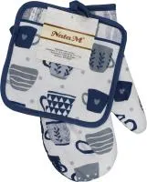 комплект для кухни рукавица 27см прихватка 17х17см коллекция чайный блюз полиэстер