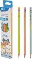 Карандаш чернографитный DELI MiYou 2B с ластиком