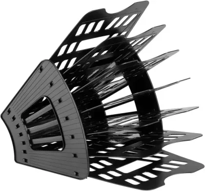 Лоток для бумаг 7 секций СТАММ веерный (черный)