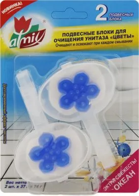 Подвесной блок для очищения унитаза Atmix ЦВЕТЫ 2х37гр (Океан)