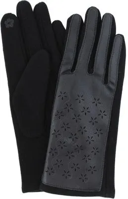 Перчатки женские комбинированные (кожа/трикотаж) цвет: черный (р.7,0)