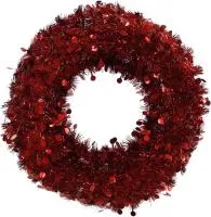 Венок декоративный из мишуры Праздничный Размер: d43x4см Цвет: красный