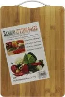 доска разделочная бамбук, 340х240х17мм, с металлической ручкой