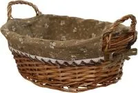 Корзина овальная 38х28х13см с двумя ручками и с тканевым чехлом,ротанг