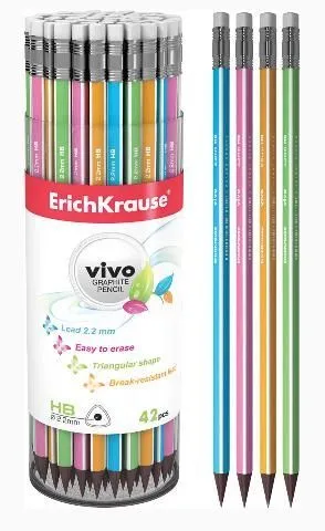Карандаш чернографитный ErKr Vivo HB с ластиком