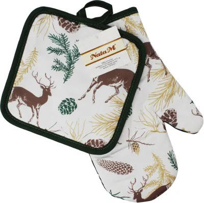 Кухонный набор NataM: рукавица 27см и прихватка 17х17см