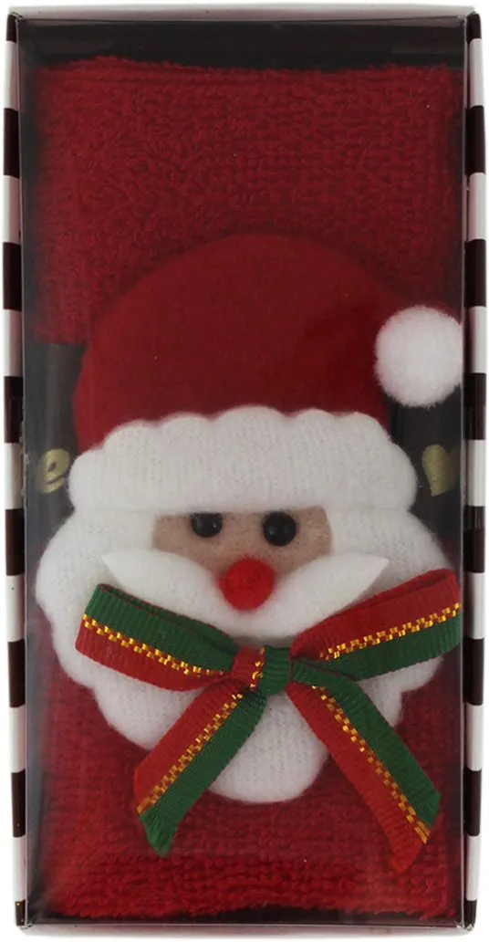 Полотенце Санта Клаус размер 30х30см 100% хлопок, плотность 300гр/м2 Вес 27гр п/у (цвет: кремовый.)