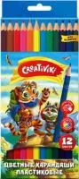 Карандаши цветные 12цв CREATIVIKI пластиковые шестигранные