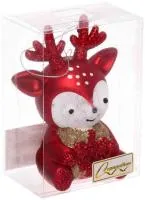 Ёлочная игрушка Весёлый оленёнок 8х5.5х11.5см, цвет: красный